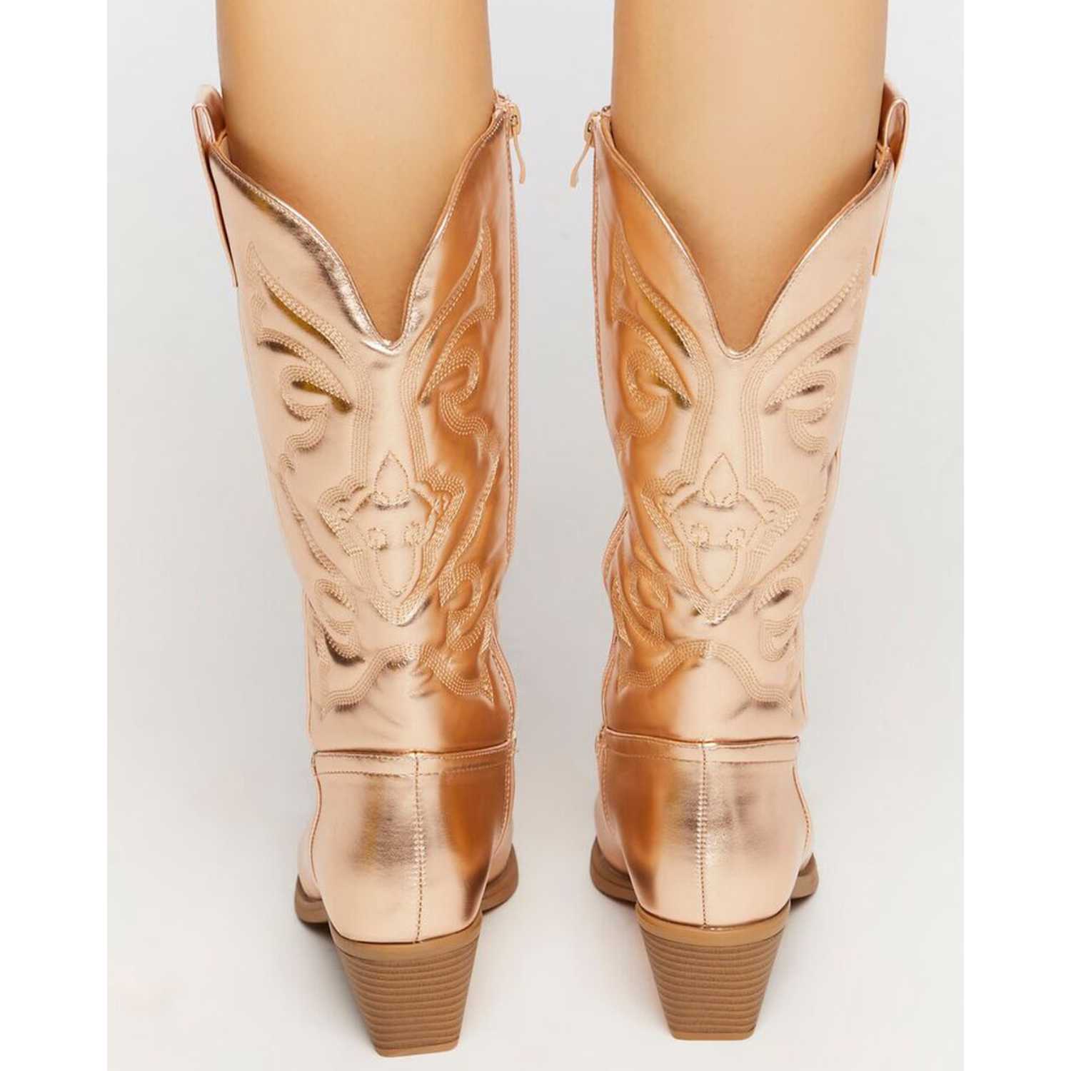 Stylish Zippered Embroidered Cowgirl Boots