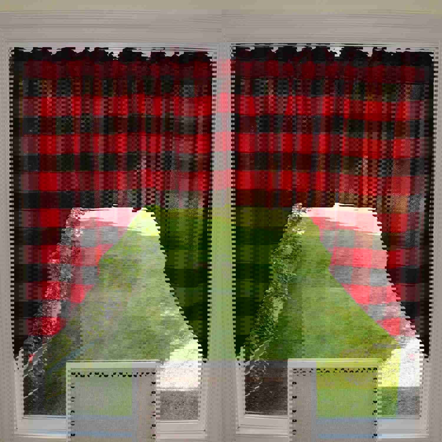 Buffalo Check Poplin Swag Window Valance Set, 72" Wide x 36" Tall