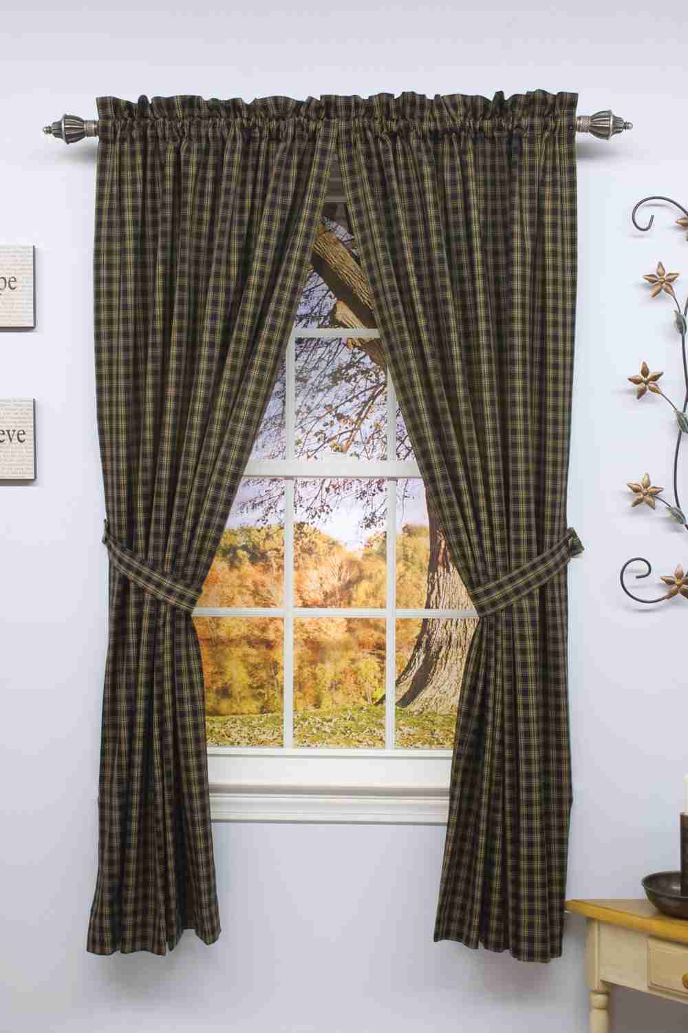 Park Sturbridge Black Plaid Valance for Traditional Home Decor
