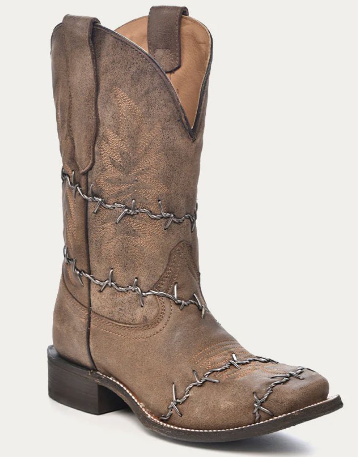 Rugged Edge Cowboy Boots with Barbed Wire Detail