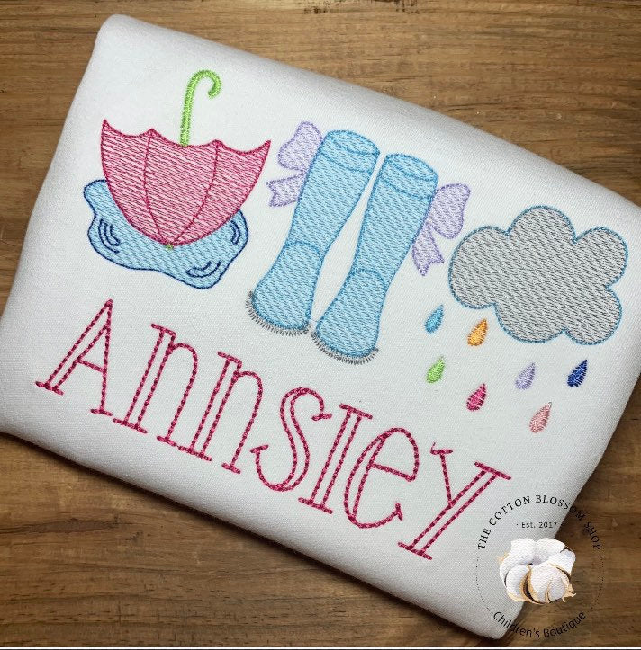 Personalized Girls Rainy Day Embroidered Shirt
