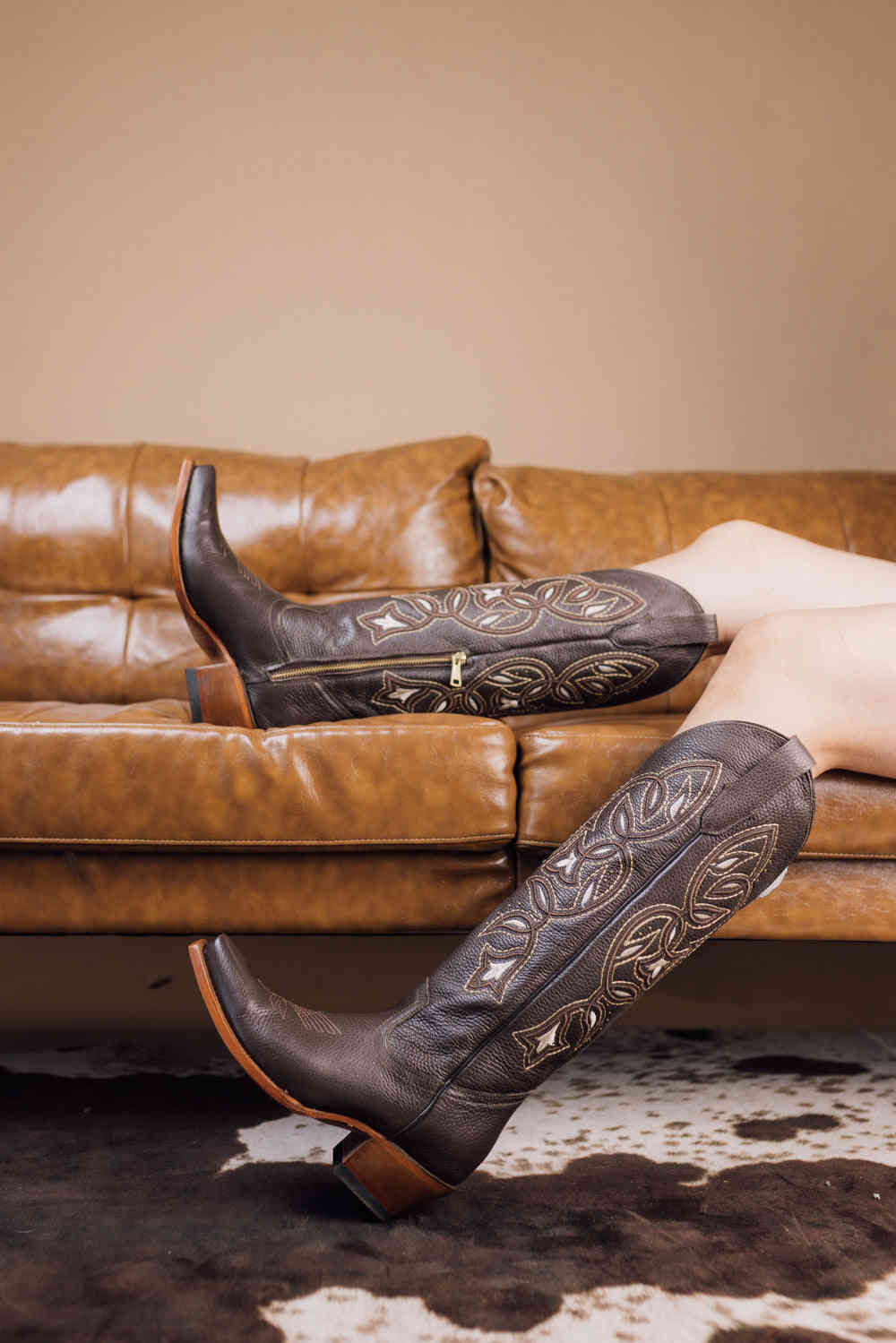 Antonina Alta Venado Women's Genuine Leather Tall Cowgirl Boots