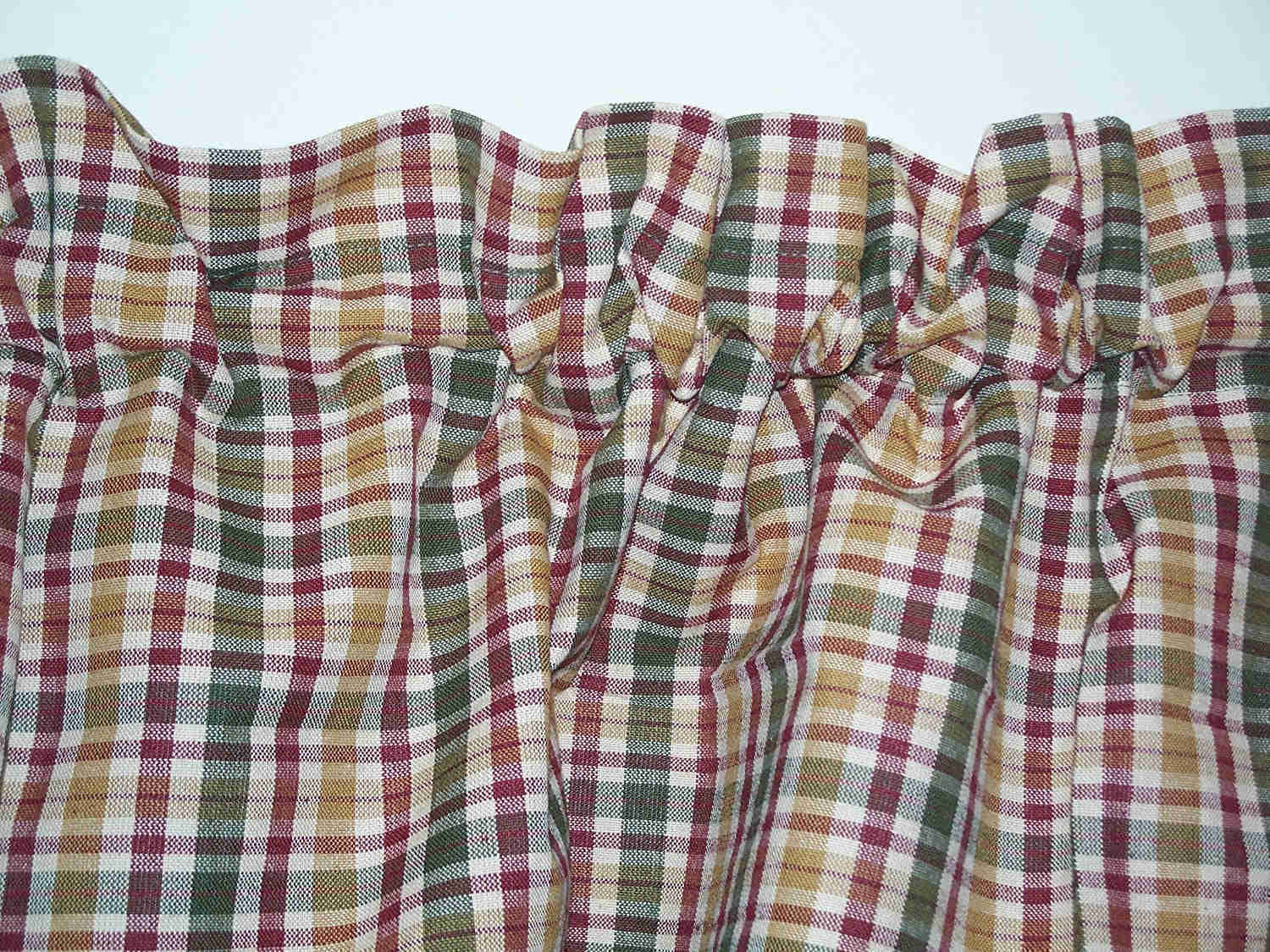 Country-Style Plaid Curtains - 100% Cotton Valances, Tiers, and Swags