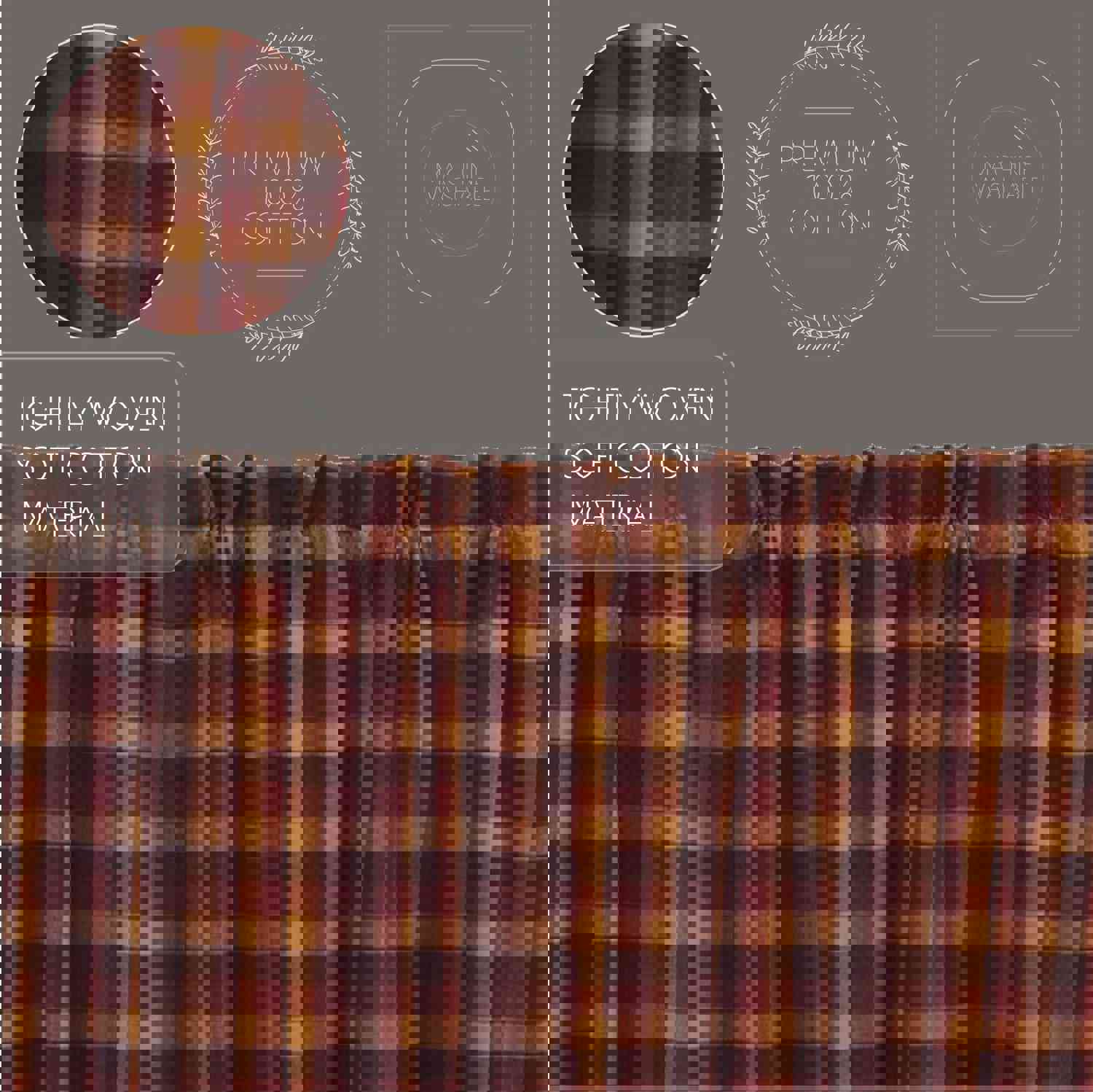 Rustic Country Style Window Swag Set - Heritage Farms Burgundy Check