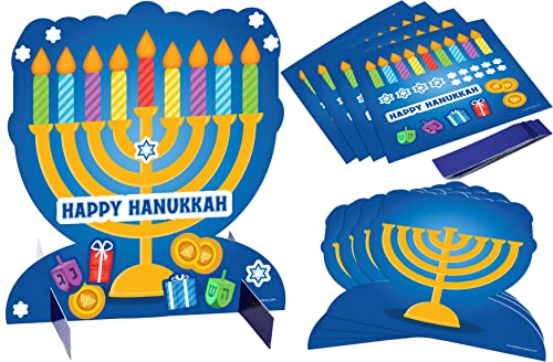 3D Menorah Sticker Scene - Interactive Hanukkah Table Decoration