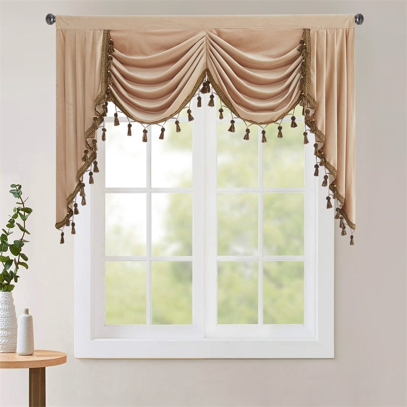 Elegant Velvet Blackout Valance with Swags for Home Privacy