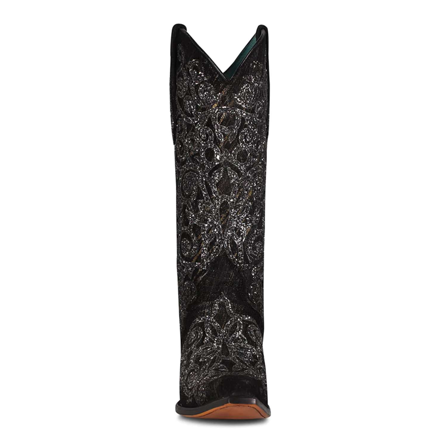 Glittery Black Western Boots with Comfortable Features - C3776