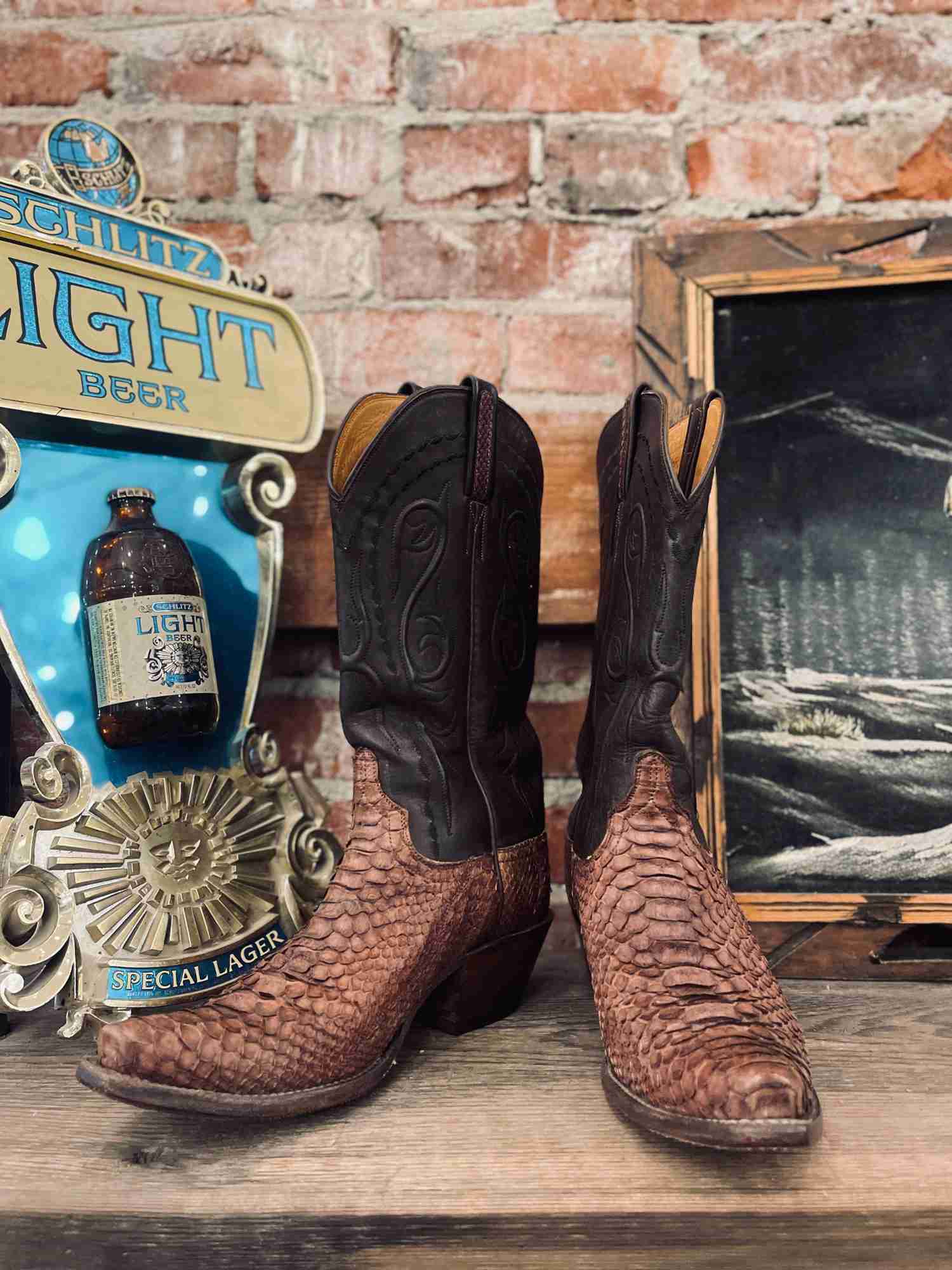 Lucchese Snakeskin Cowboy Boots - Size 7