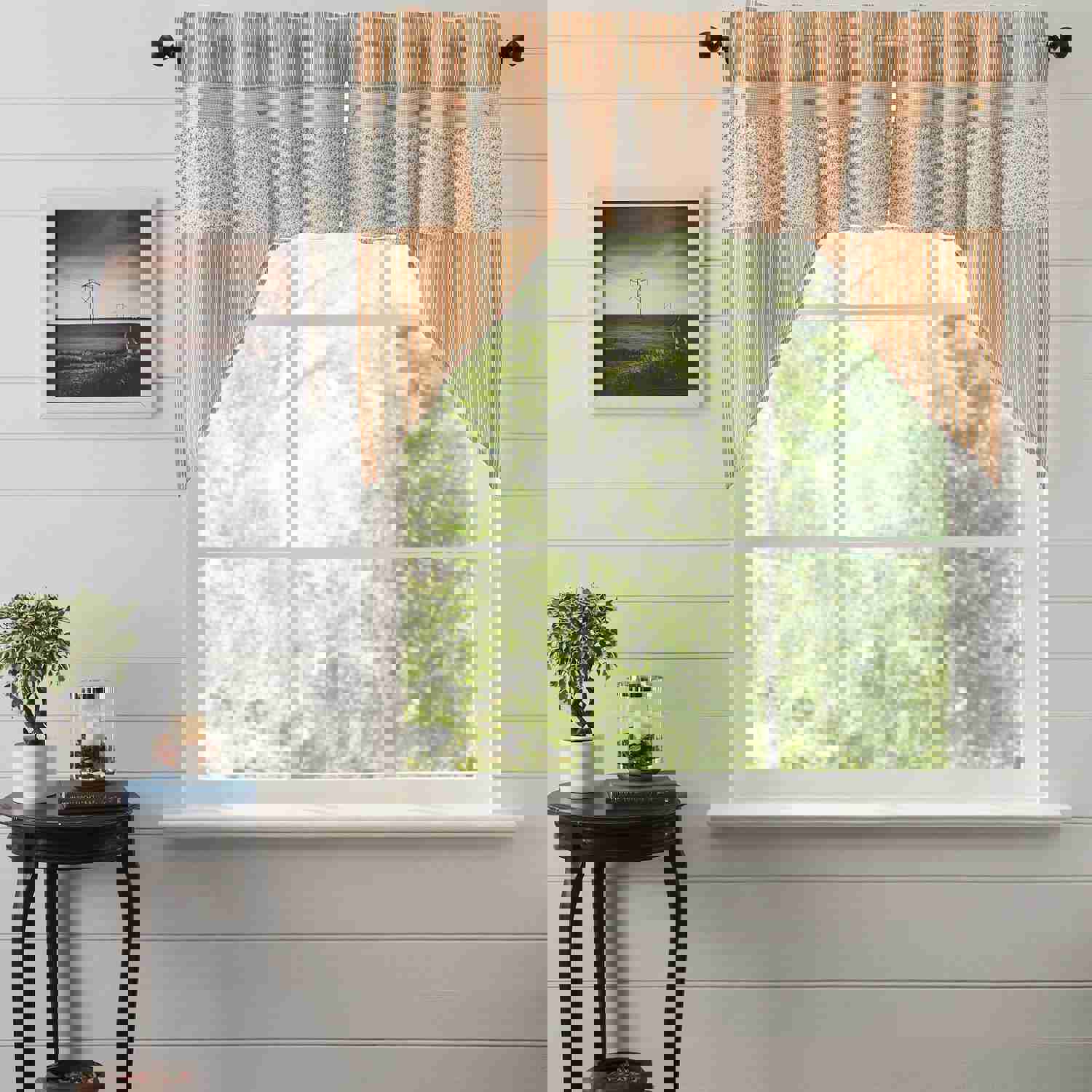 Camilia Ruffled Swag Curtains Set, Vintage Farmhouse Style