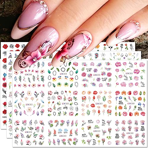 3D Flower Nail Art Stickers - Water Transfer Floral Nail Decals for Women