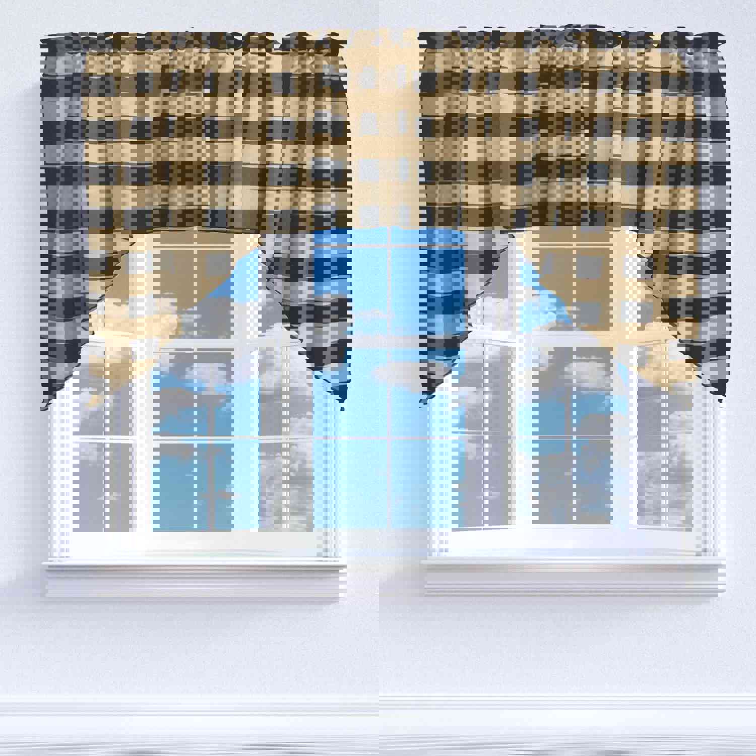 Buffalo Check Poplin Swag Window Valance Set, 72" Wide x 36" Tall