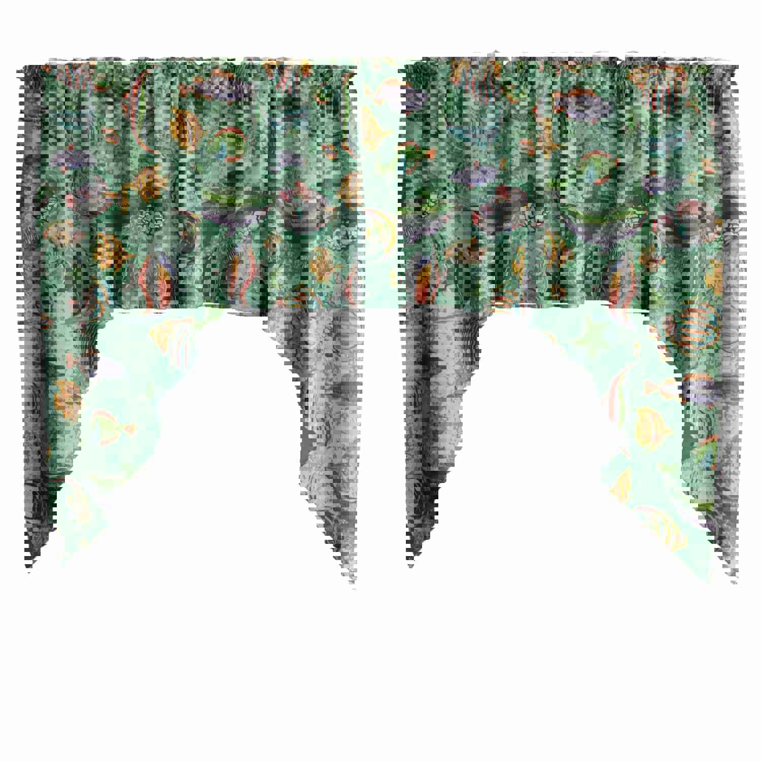 Cotton Fish Aquarium Print Swag Valance