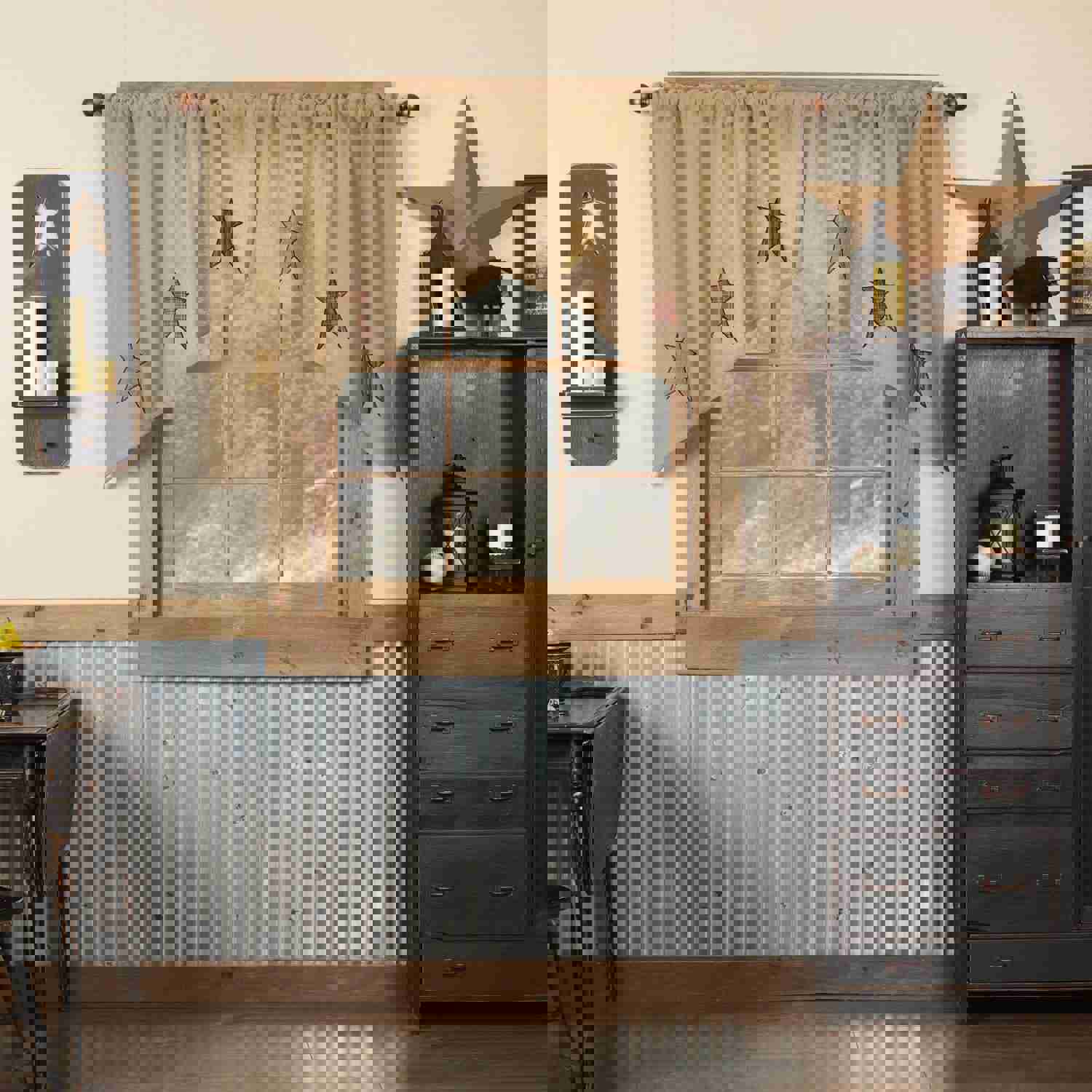 Stratton Burlap Star Swag Curtains Set