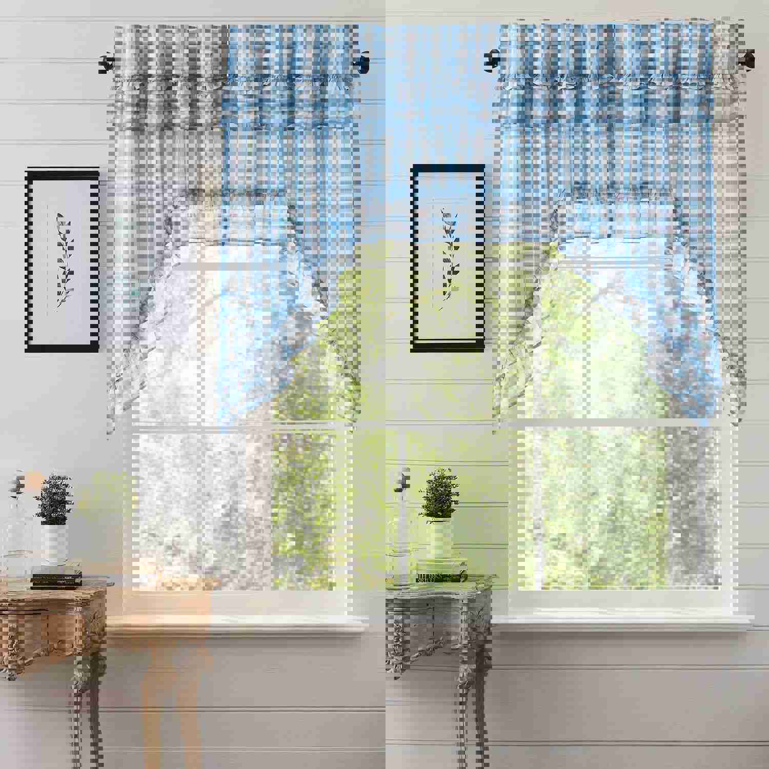 Annie Blue Ruffled Buffalo Check Swag Set