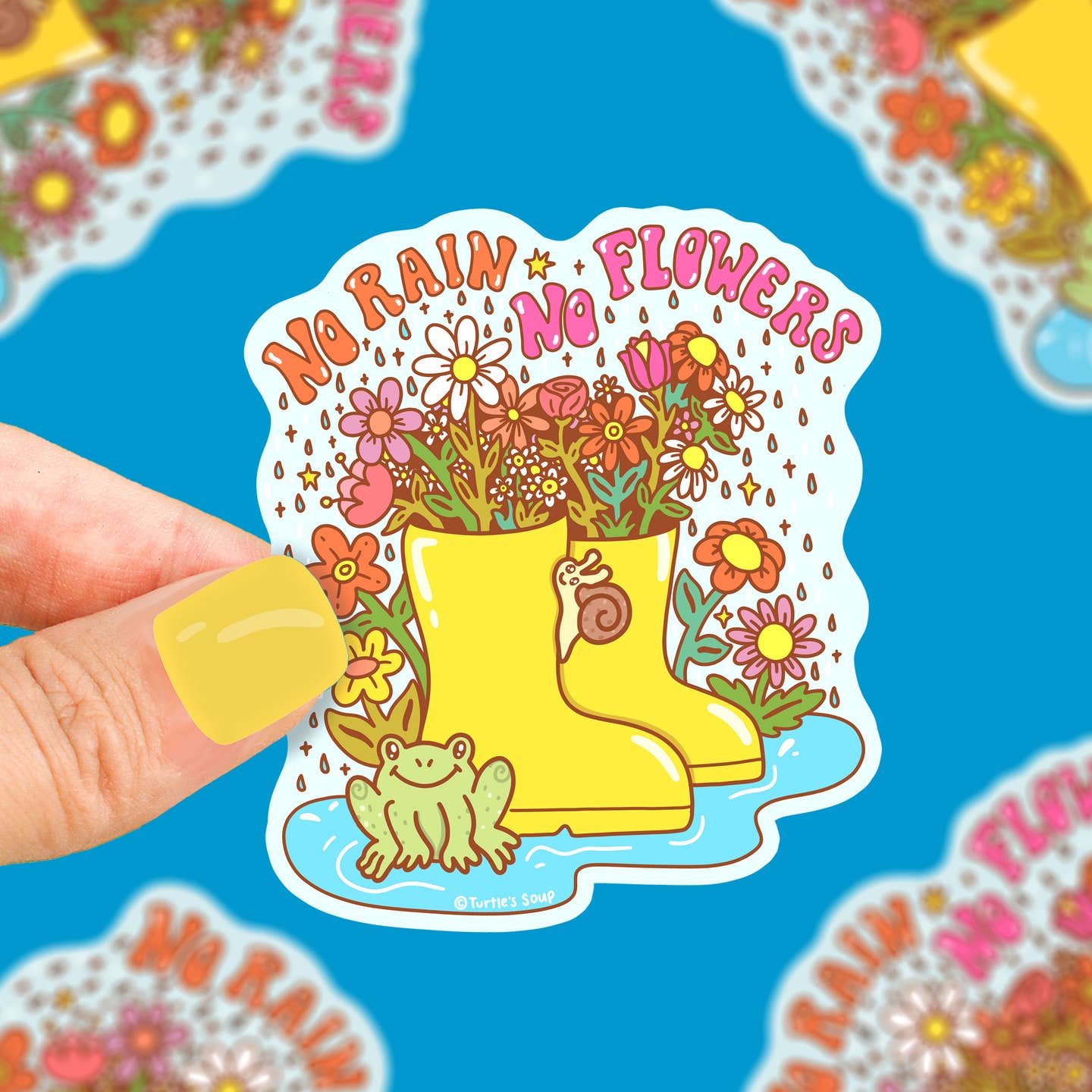 No Rain No Flowers Vinyl Sticker by Turtles Soup