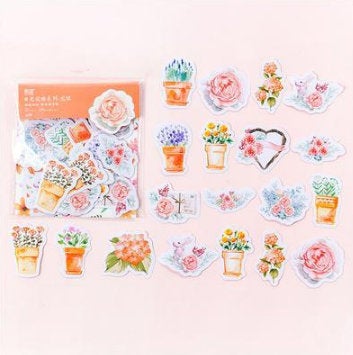 45pcs Vibrant Flower Stickers Set for Creative Journaling and Scrapbooking
