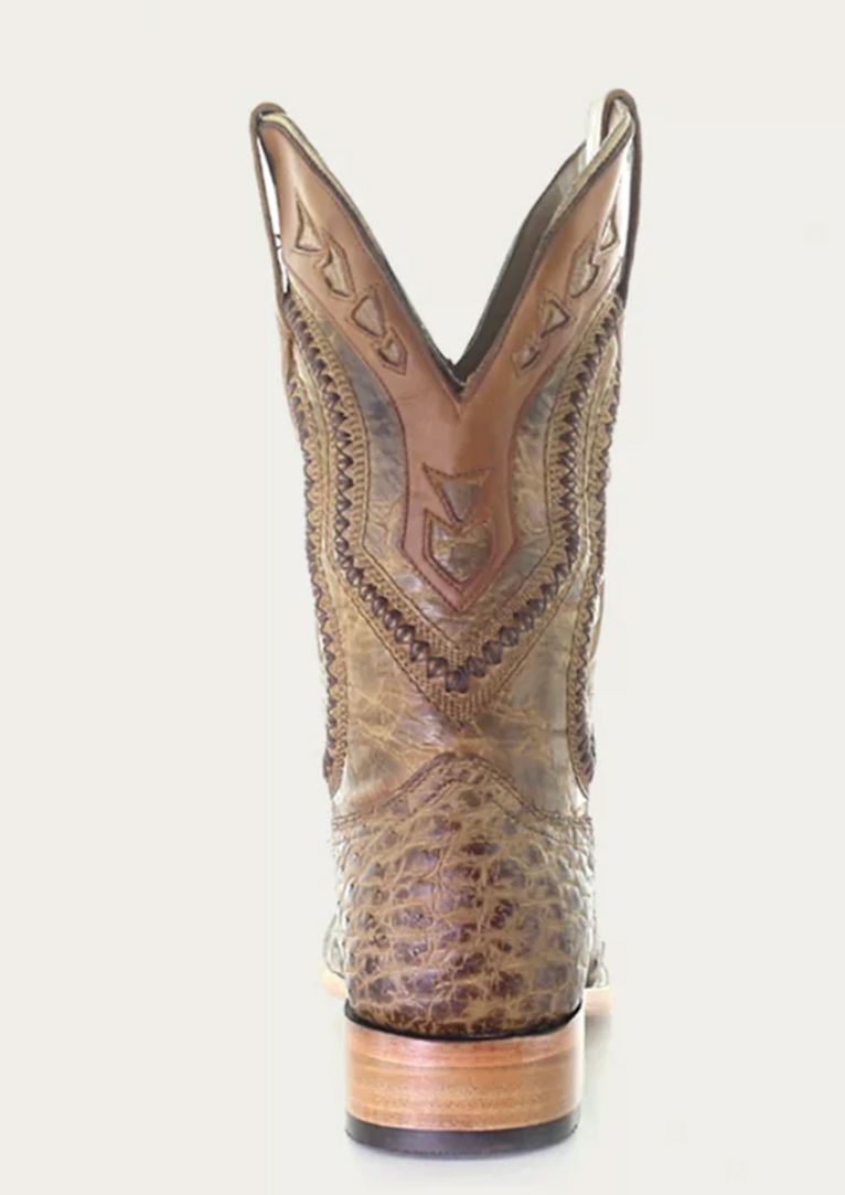 Elegant Ostrich Leather Cowboy Boots with Woven Shaft