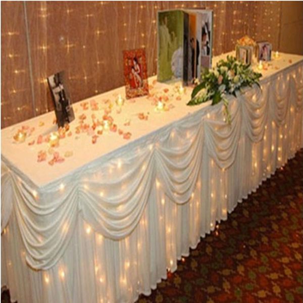 Elegant White Cloth Backdrop with Removable Swag for Events