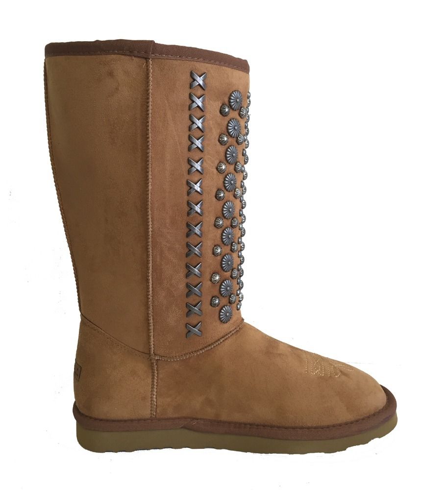 Montana West Women's Western Style Winter Boots - Brown Floral Concho