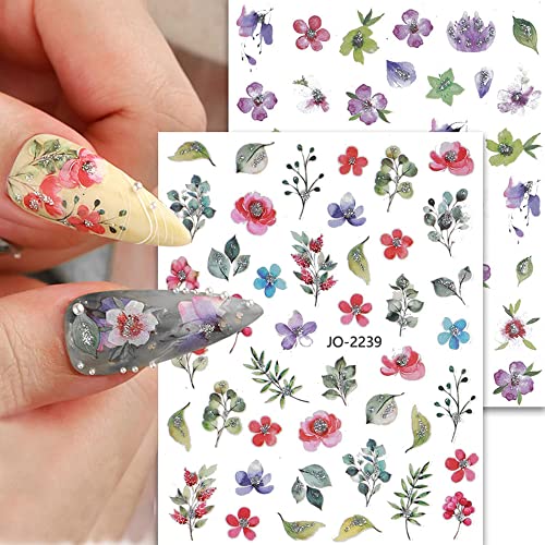 Elegant Floral Nail Art Stickers - Spring Blossom Design for DIY Manicures