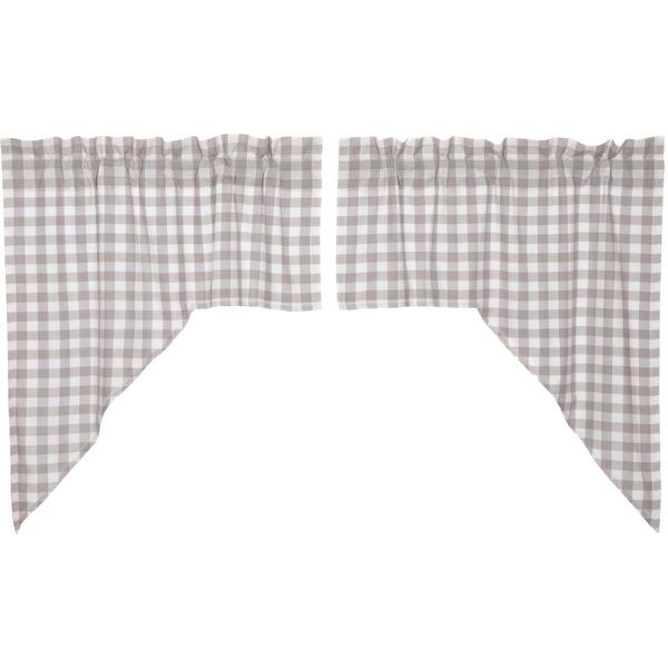 Annie Grey Buffalo Check Lined Swag Curtains Set