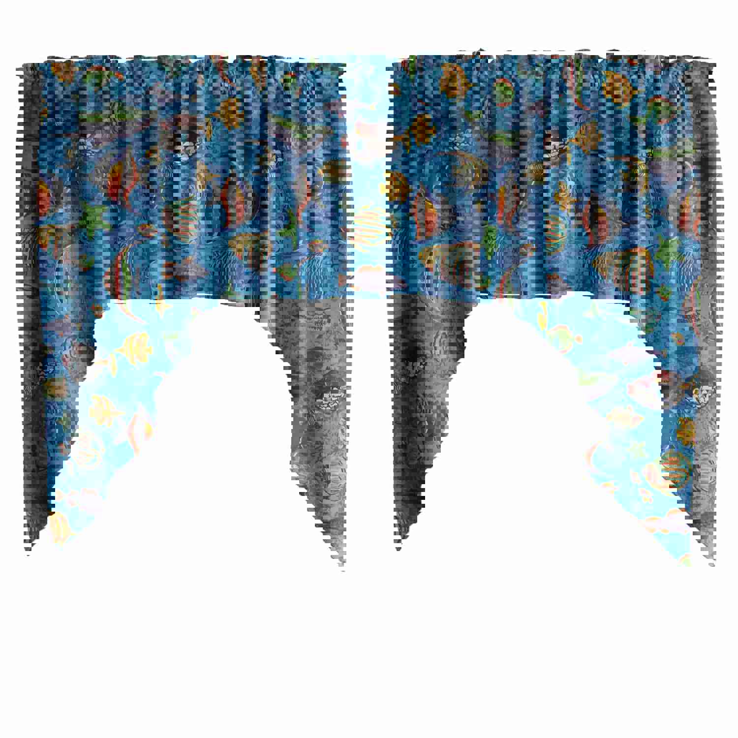Cotton Fish Aquarium Print Swag Valance