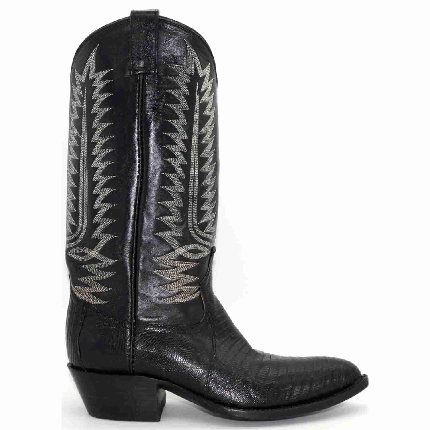 Cowtown Men's Exotic Black Lizard R Toe Western Boots - 844W