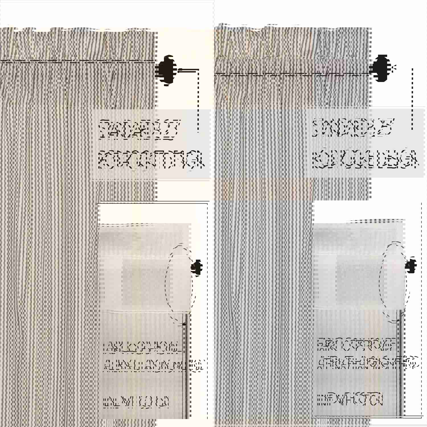 Hatteras Seersucker Blue Ticking Stripe Prairie Swag Set
