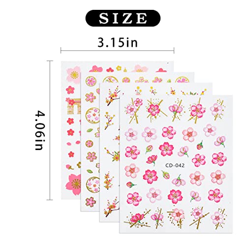 Glamorous Cherry Blossom Nail Art Stickers - 3D Floral Designs for DIY Manicures