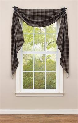 Sturbridge Black Lined Fishtail Swag Curtain - Elegant Window Treatment
