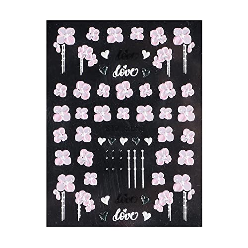 JMEOWIO 3D Embossed Flower Nail Art Stickers, Elegant Floral Design for DIY Nail Art