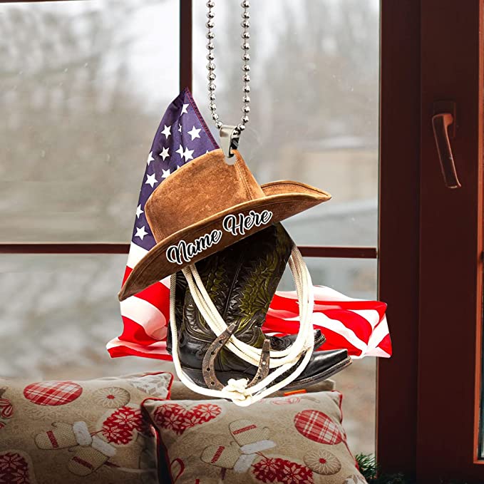 Customized U.S Cowboy Hats and Boots Acrylic Ornament