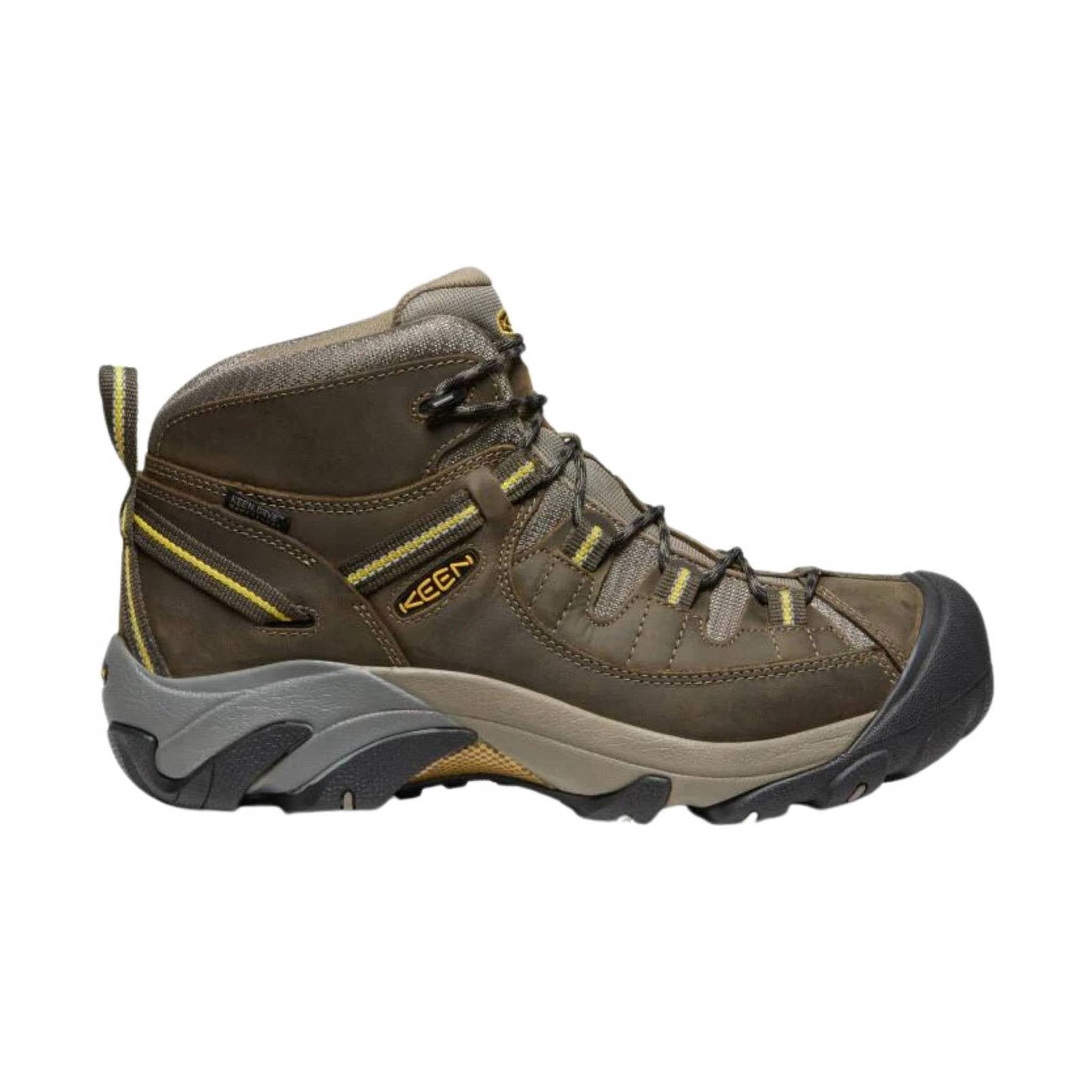 KEEN Men's Targhee II Waterproof Mid Hiking Boots - Black Olive/Yellow