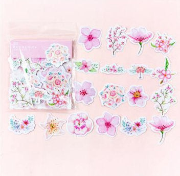 45pcs Vibrant Flower Stickers Set for Creative Journaling and Scrapbooking
