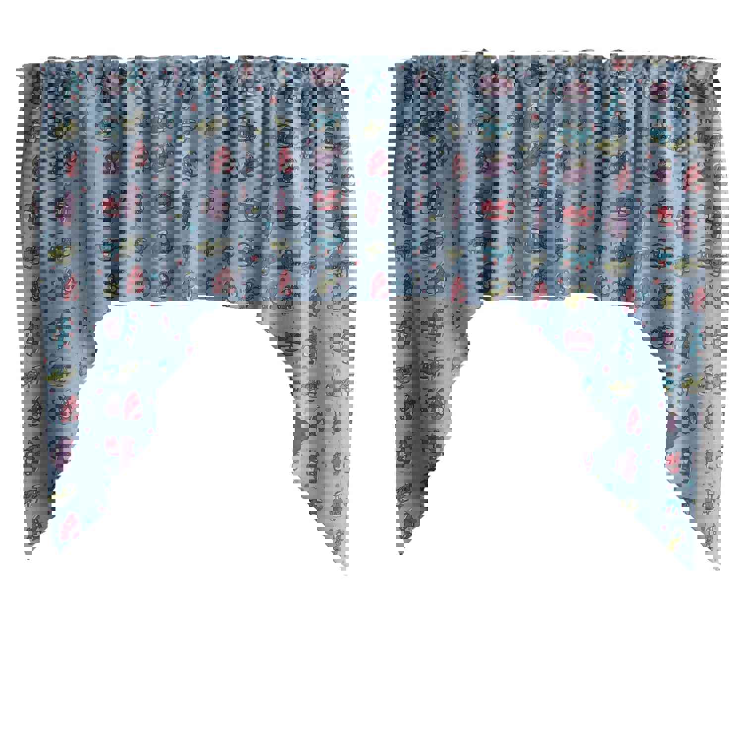 Cotton Swag Valance with Cars and Trucks Print