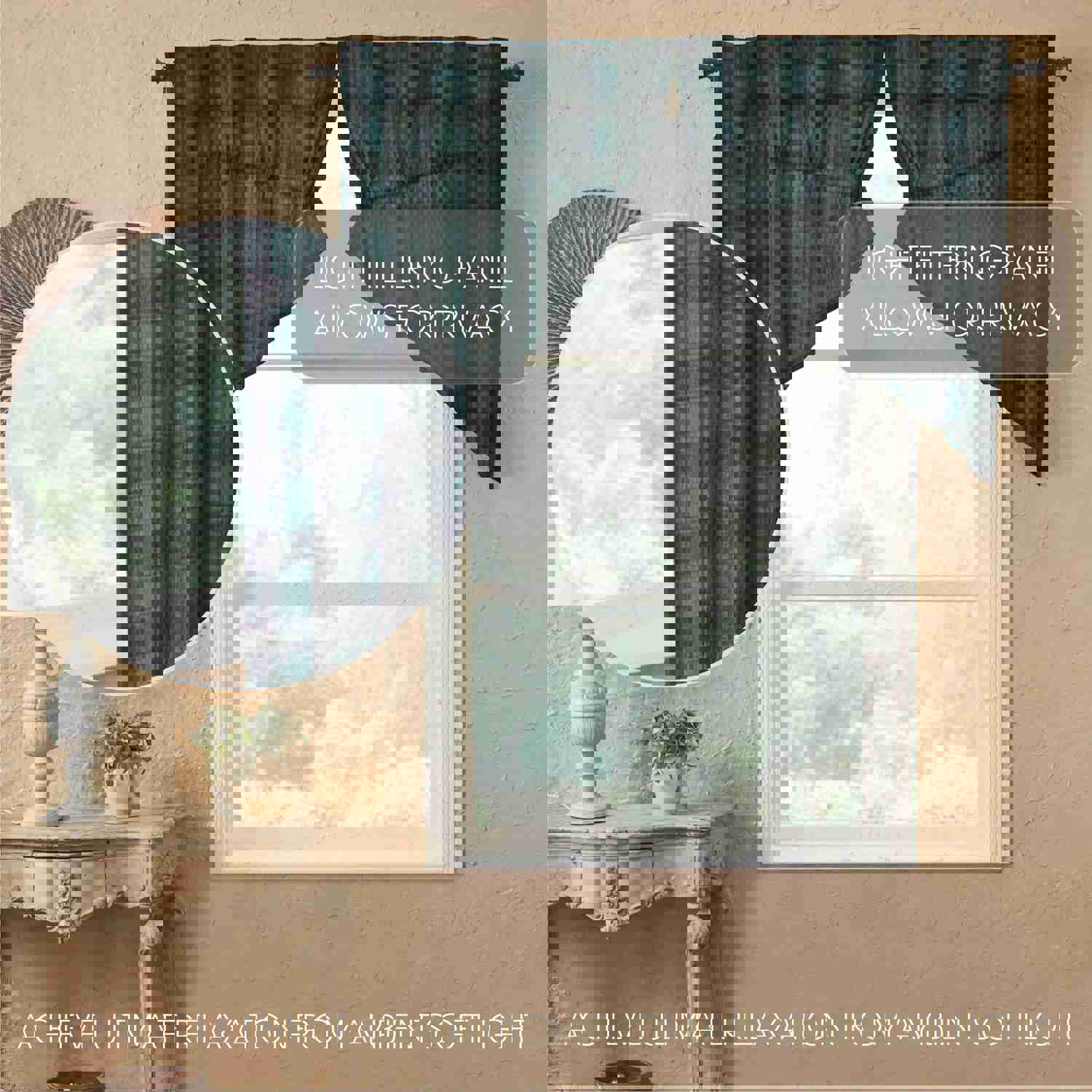 Rustic Country Style Prairie Swag Set with Green and Black Plaid