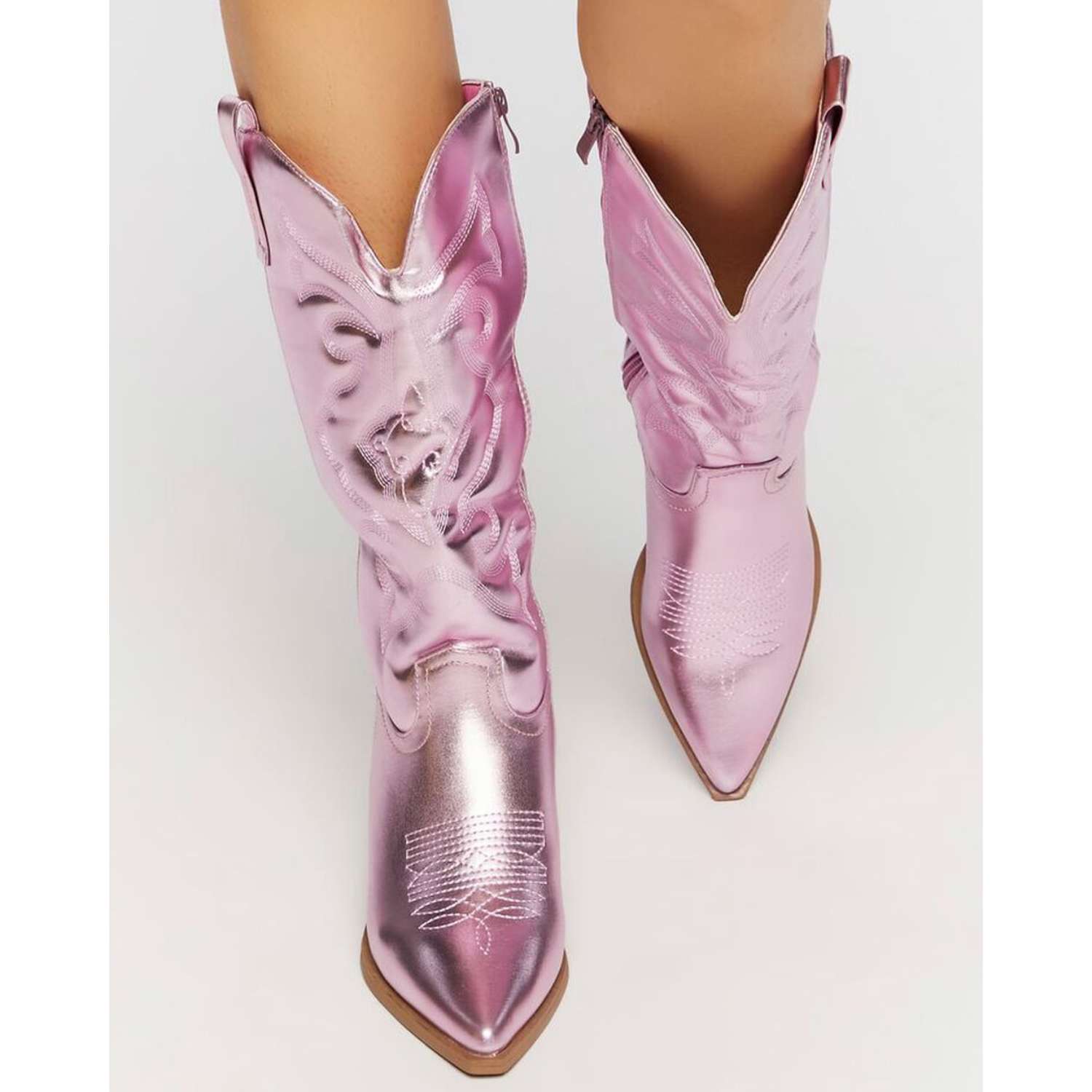 Stylish Zippered Embroidered Cowgirl Boots
