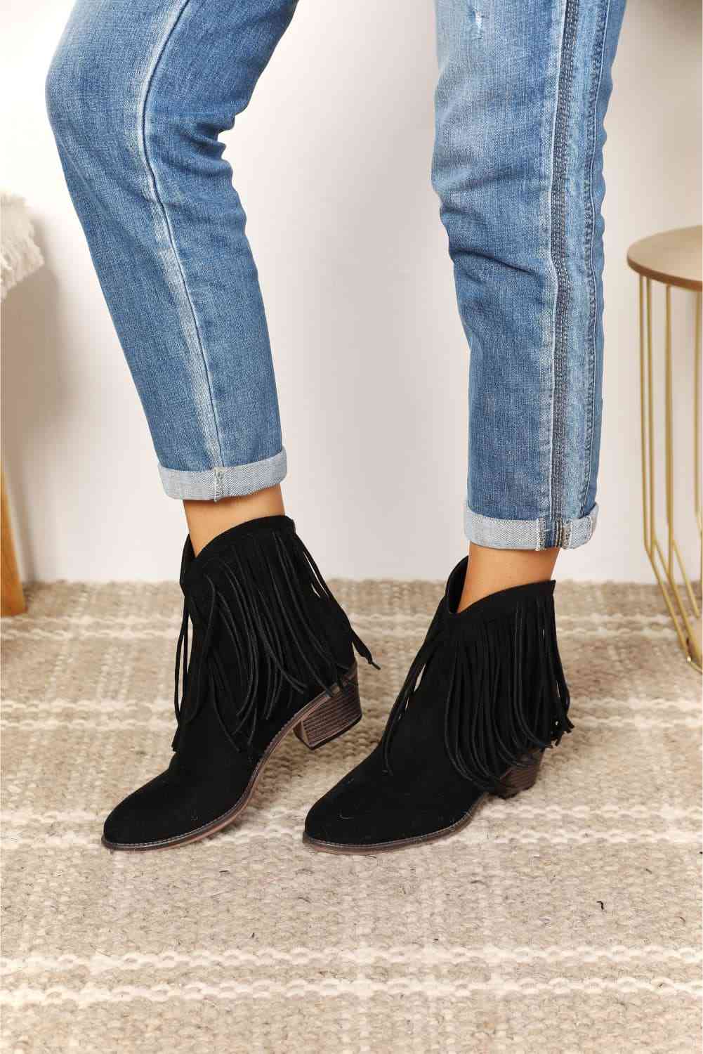 Stylish Fringe Detail Ankle Boots for Women