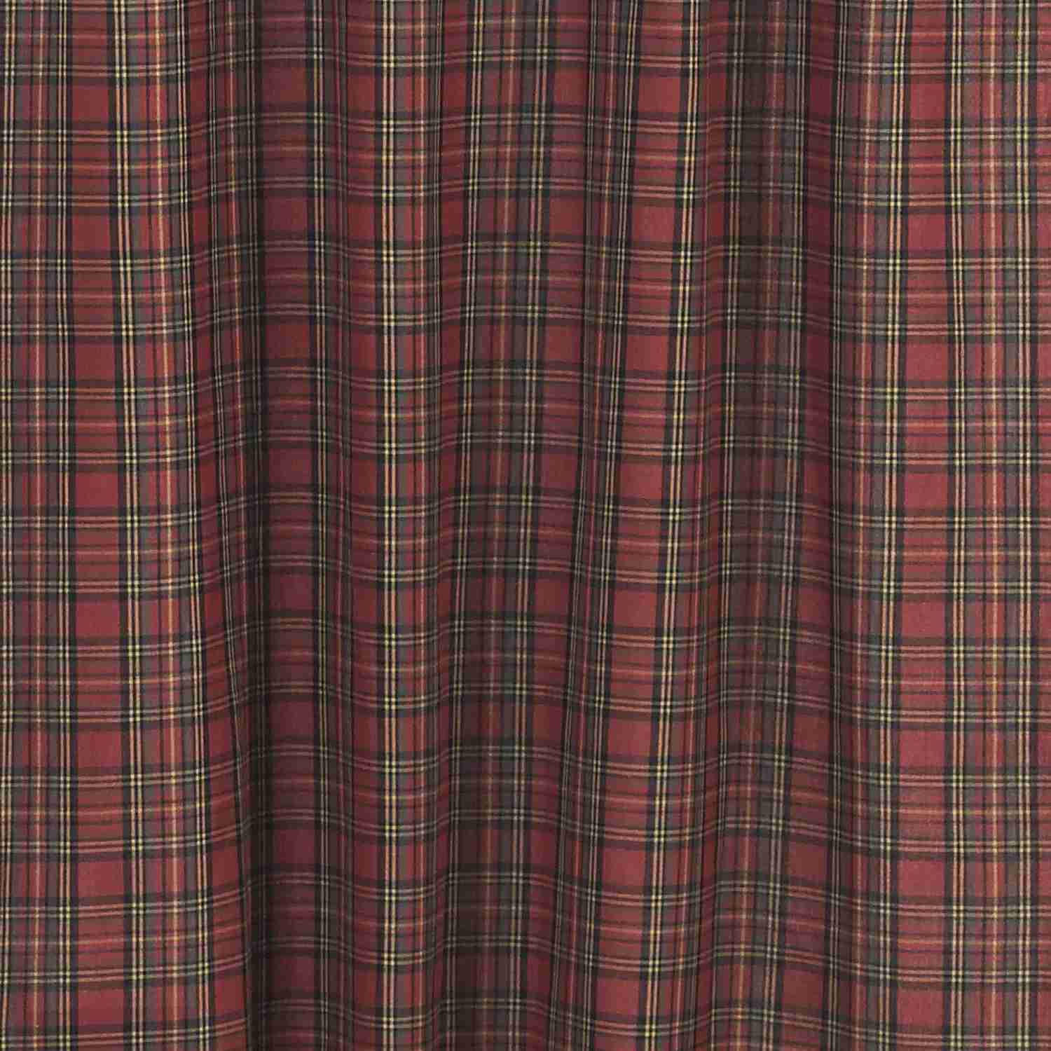 Elegant Tartan Red Plaid Prairie Swag Set for Kitchen Windows