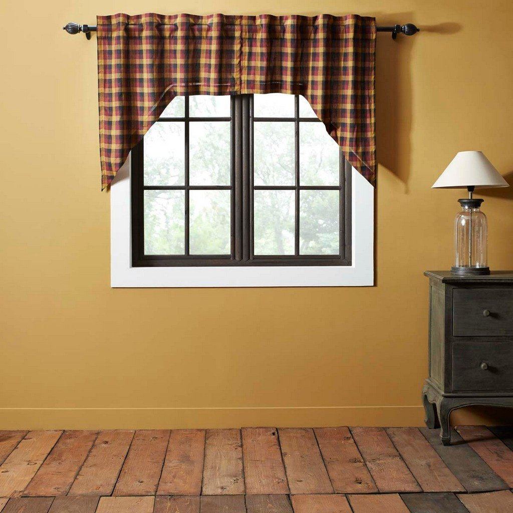 Heritage Farms Primitive Check Lined Swag Curtains Set
