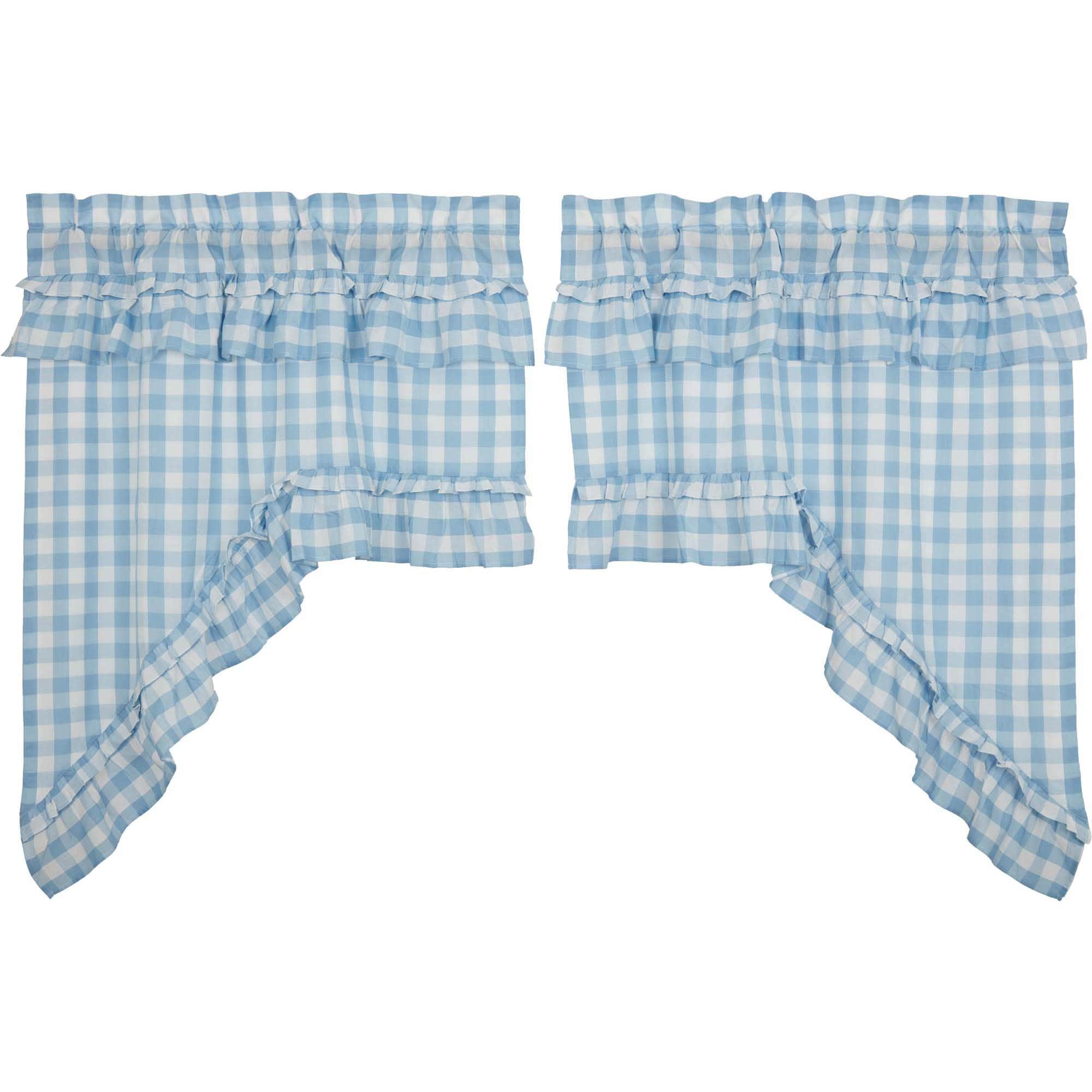 Annie Blue Ruffled Buffalo Check Swag Set
