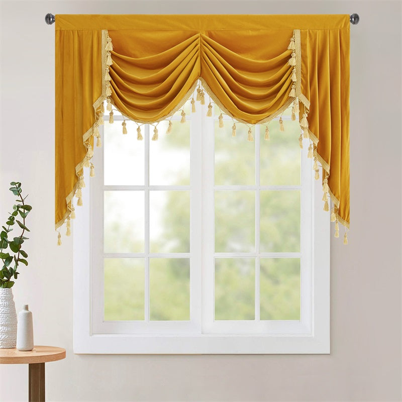 Elegant Velvet Blackout Valance with Swags for Home Privacy