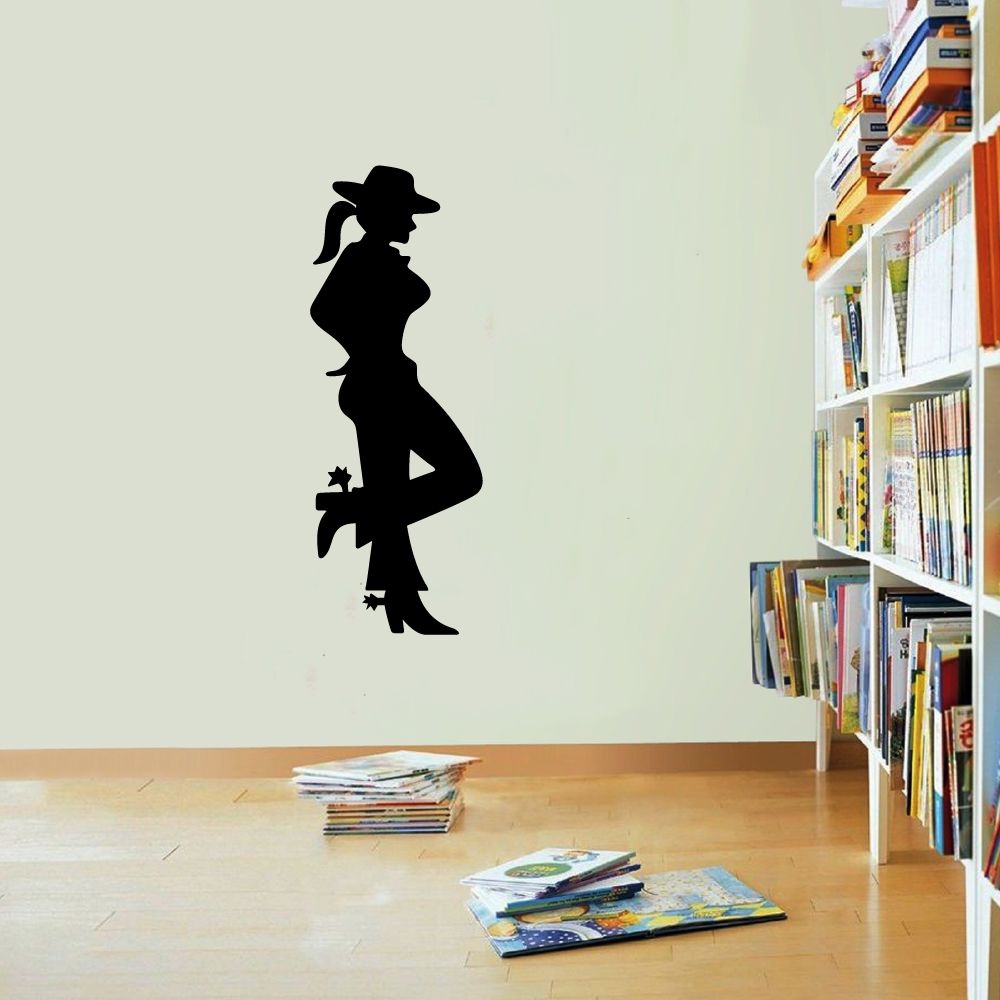 Western-Themed Vinyl Wall Art Decal - Rodeo Style Cowgirl