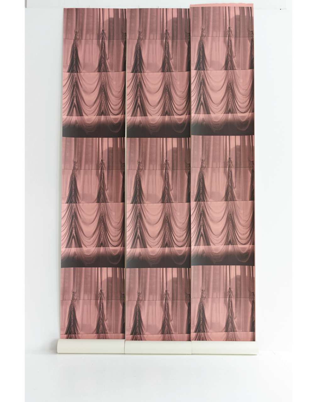 Elegant Handcrafted Pink Wallpaper with Black Illustrations