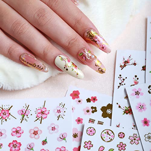 Glamorous Cherry Blossom Nail Art Stickers - 3D Floral Designs for DIY Manicures