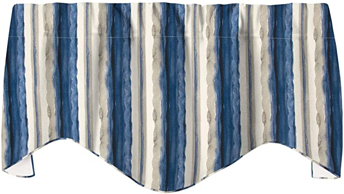 Blue Striped Polyester Valance Curtains, 53" x 18"