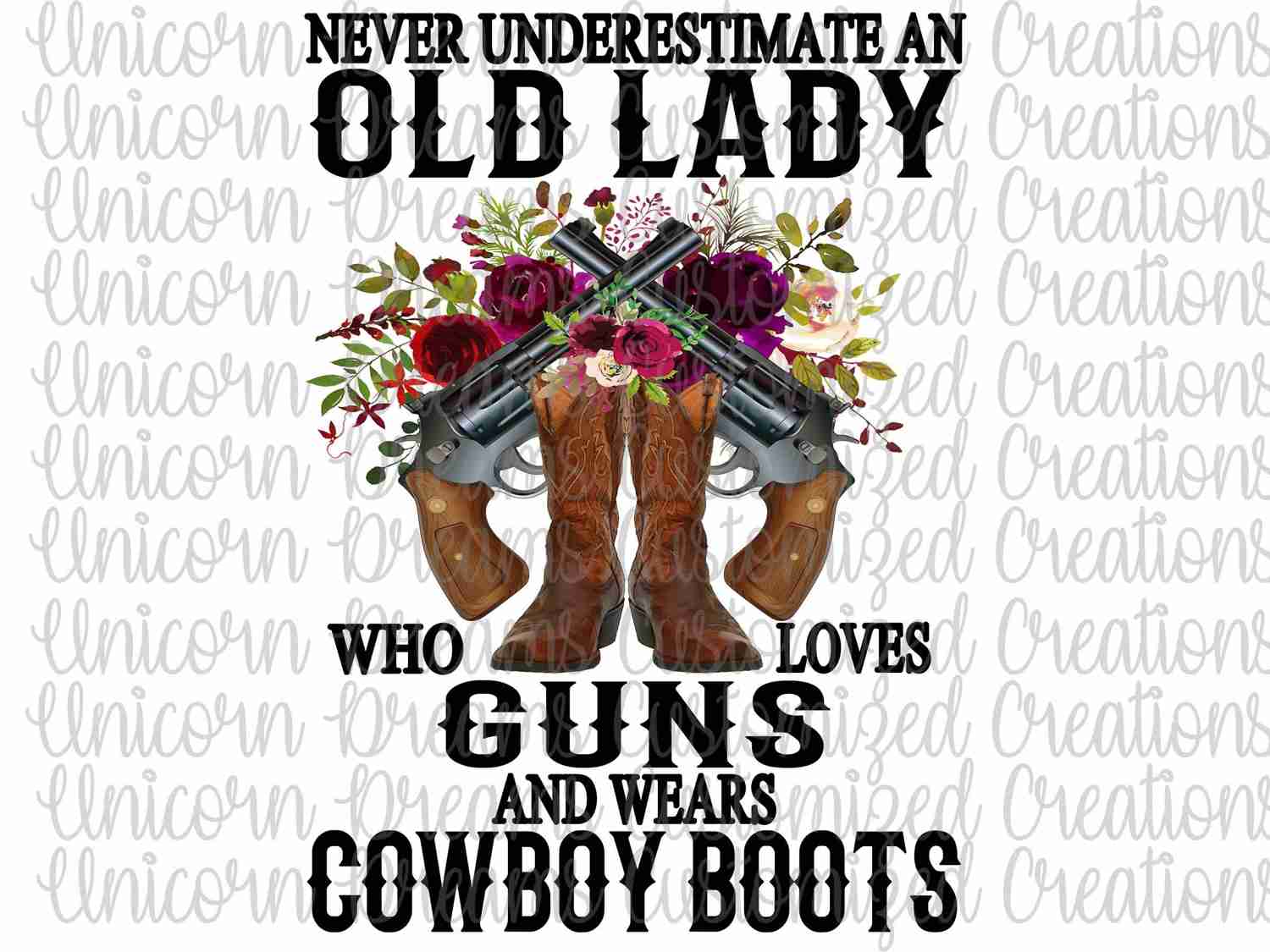 Empowerment in Florals: Gun-Loving Cowgirl Boots PNG Design
