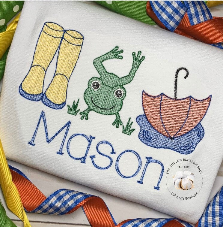 Personalized Boys Rainy Day Umbrella & Frog Shirt