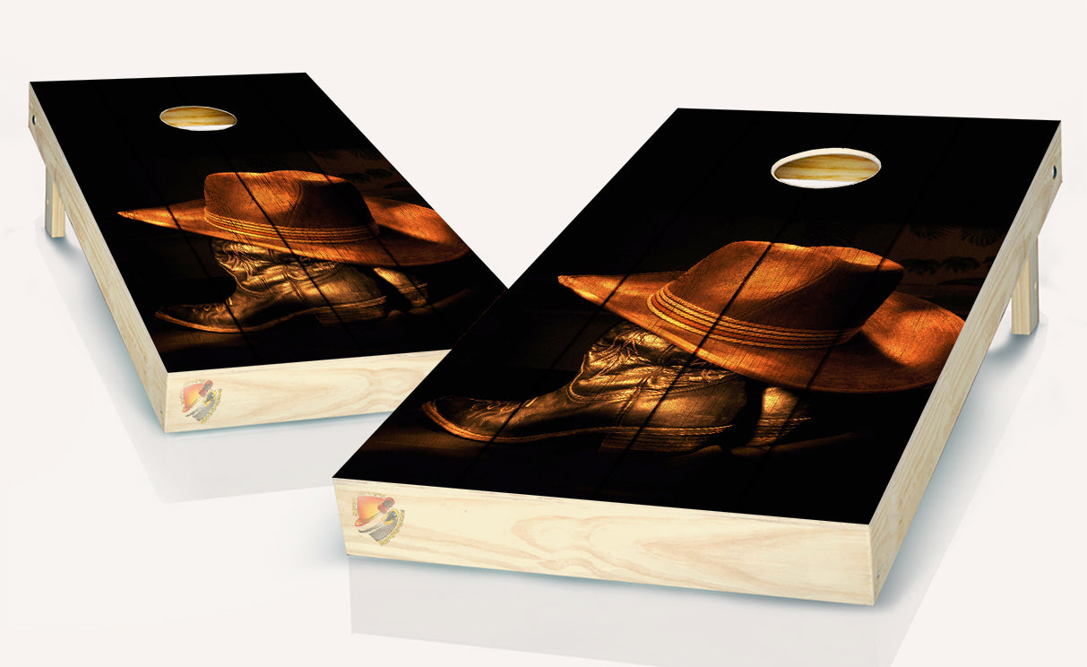 Cowboy Boots Wild West Cornhole Board Vinyl Wrap Skins