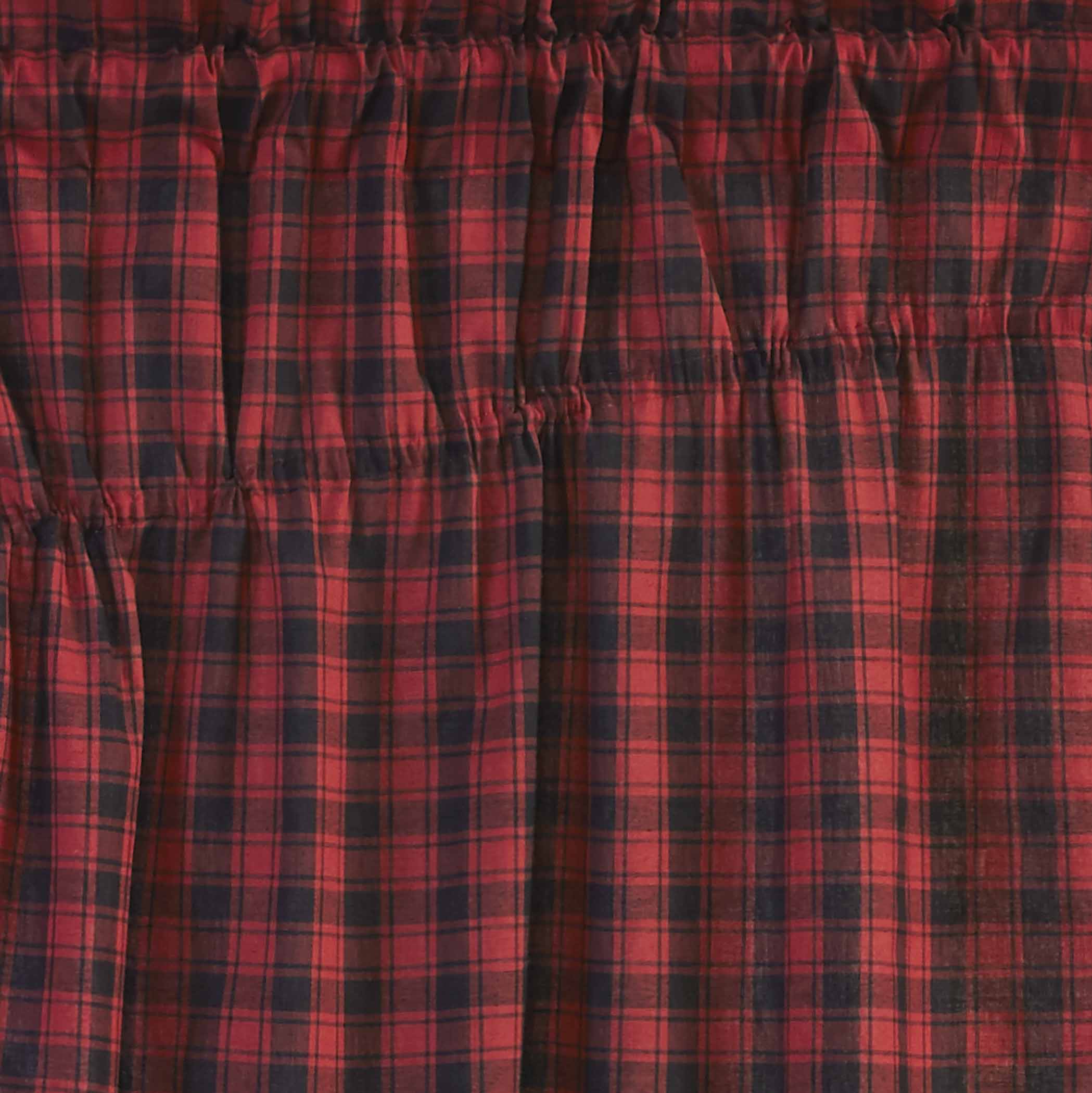 Rustic Charm Window Swag Set with Red Buffalo Plaid